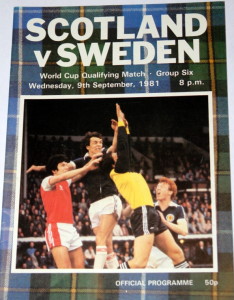 scotland v sweden 1981 programme