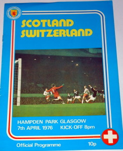 scotland v switzerland 1976 programme