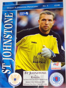 st johnstone v rangers 2001 programme