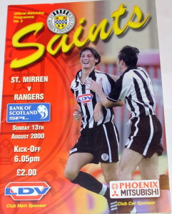 st mirren v rangers 2000 programme