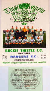 buckie thistle v rangers challenge match programme