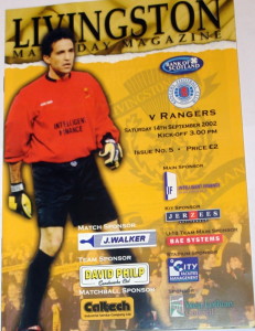 livingston v rangers 2002 programme