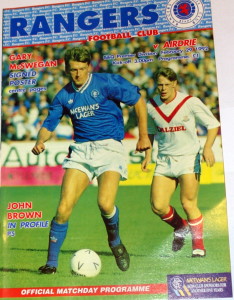 rangers v airdrie 1992 programme