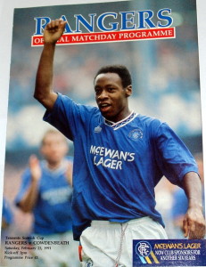 rangers v cowdenbeath 1991 programme