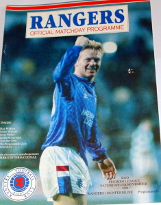 rangers v dunfermline 1989 programme