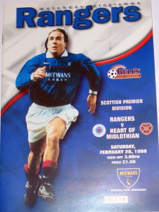 rangers v hearts 1998 programme