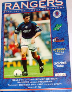 rangers v hibs 1995 programme