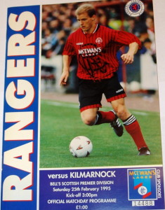 rangers v kilmarnock 1995 programme