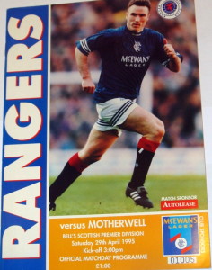 rangers v motherwell 1995 programme