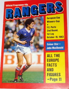 rangers v porto 1993 programme