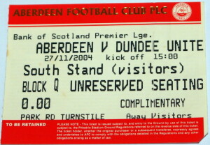 aberdeen v dundee united 2004 stub