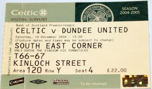 celtic v dundee united 2004 stub