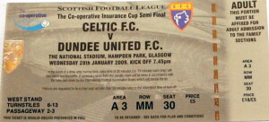 celtic v dundee united cis cup stub 2009 semi final