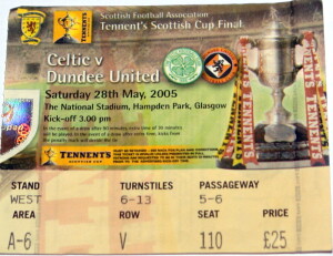 celtic v dundee united scottish cup stub