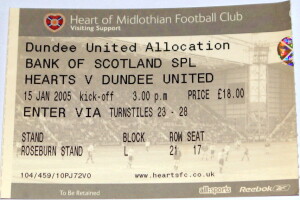 hearts v dundee united 2005 stub