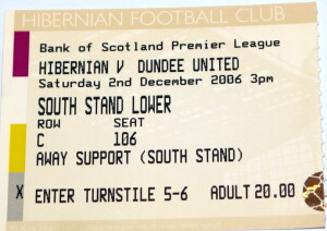 hibernian v dundee united 2006 stub