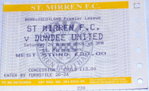 st mirren v dundee united 2006 stub