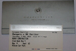 rangers v aribor hospitality stub 2018