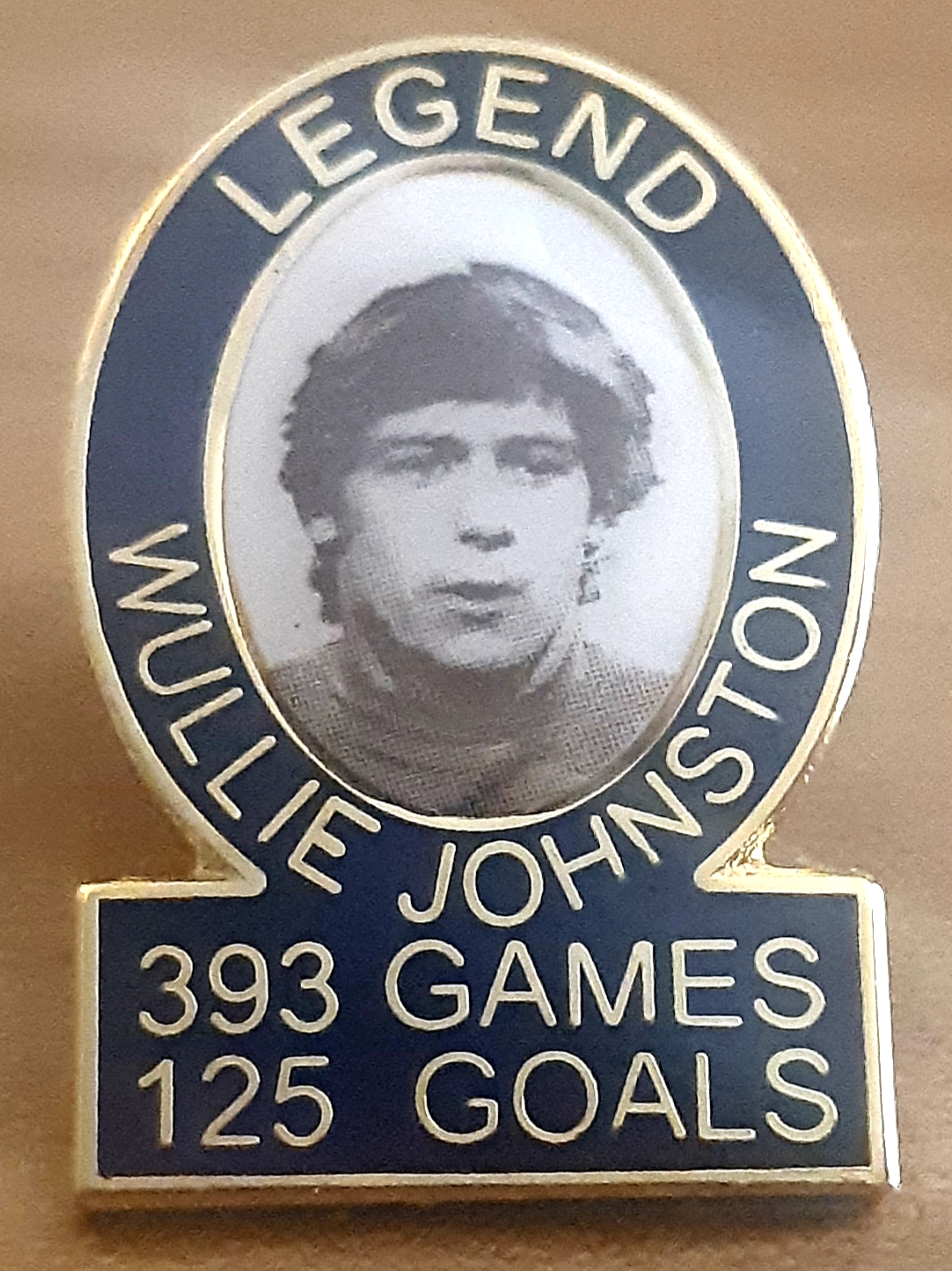 Wullie Johnston Rangers Legend badge on players tray – Scottish ...